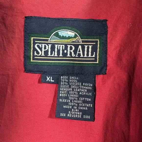 Split Trail Bomber Jacket Men's XL Green Wool Leather Fleece Lined Vintage 90's